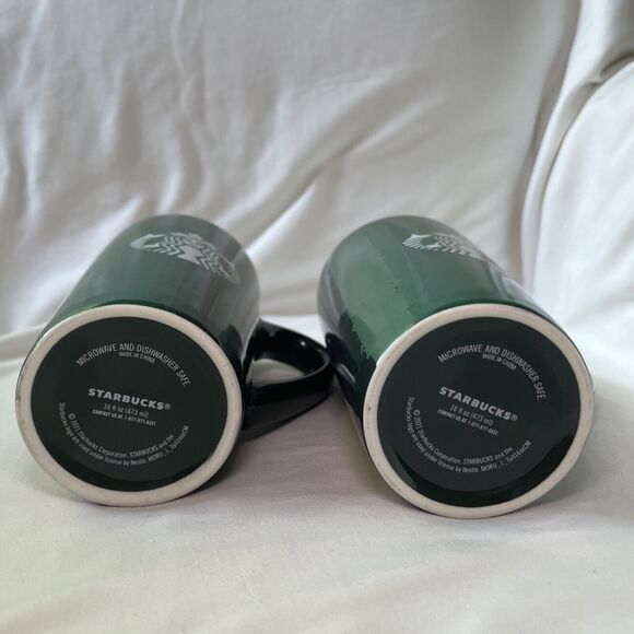 Starbucks 2021 16 fl oz Green Multicolor Ombré Coffee Mug - Set of 2 Tall NEW - Picture 7 of 9